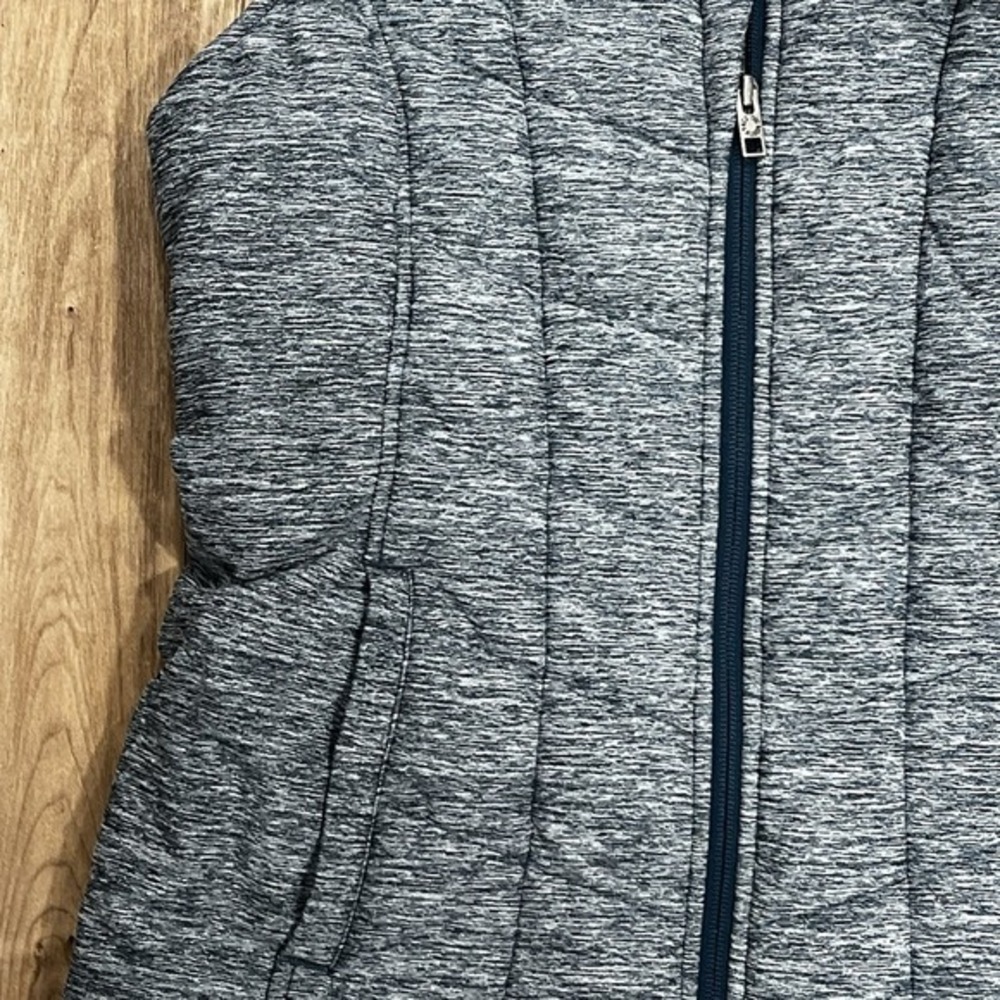 The North Face Vest Womens S Heather Blue Green Quilted Full Zip‎ Mock Neck Snap - Picture 3 of 6
